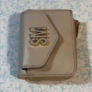 Steve Madden Taupe Wallet with Gold Logo